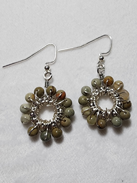 Silver Mint Jasper Earrings SM01